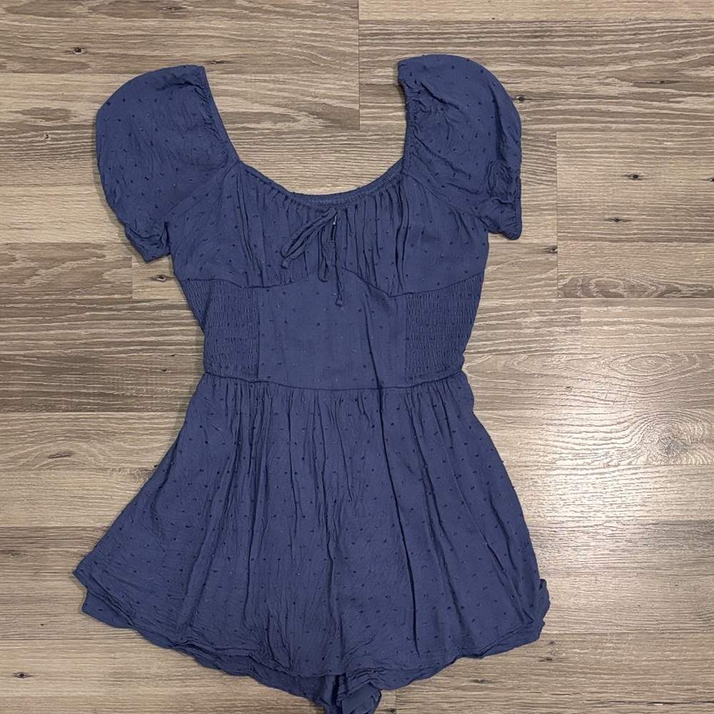 Hollister Navy Blue Swiss Dot Romper